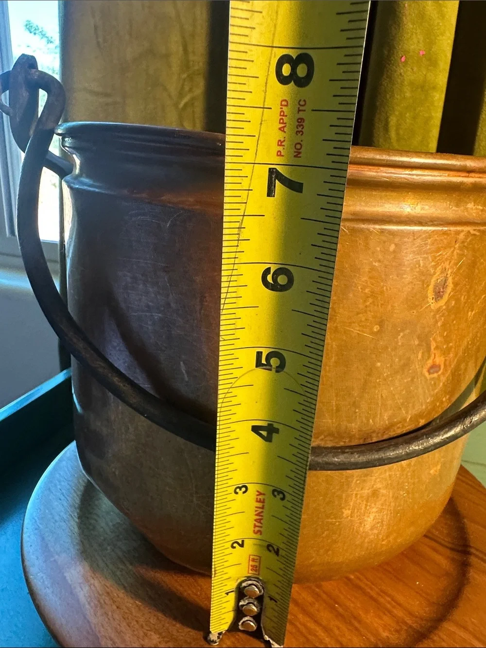 Rustic antique Copper Decorative Bucket with Black Handle